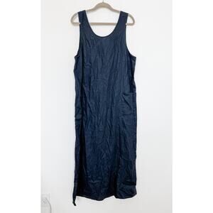 VTG Uniform John Paul RIchard Linen‎ Maxi Dress Navy Size L Lagom Minimalist 90s